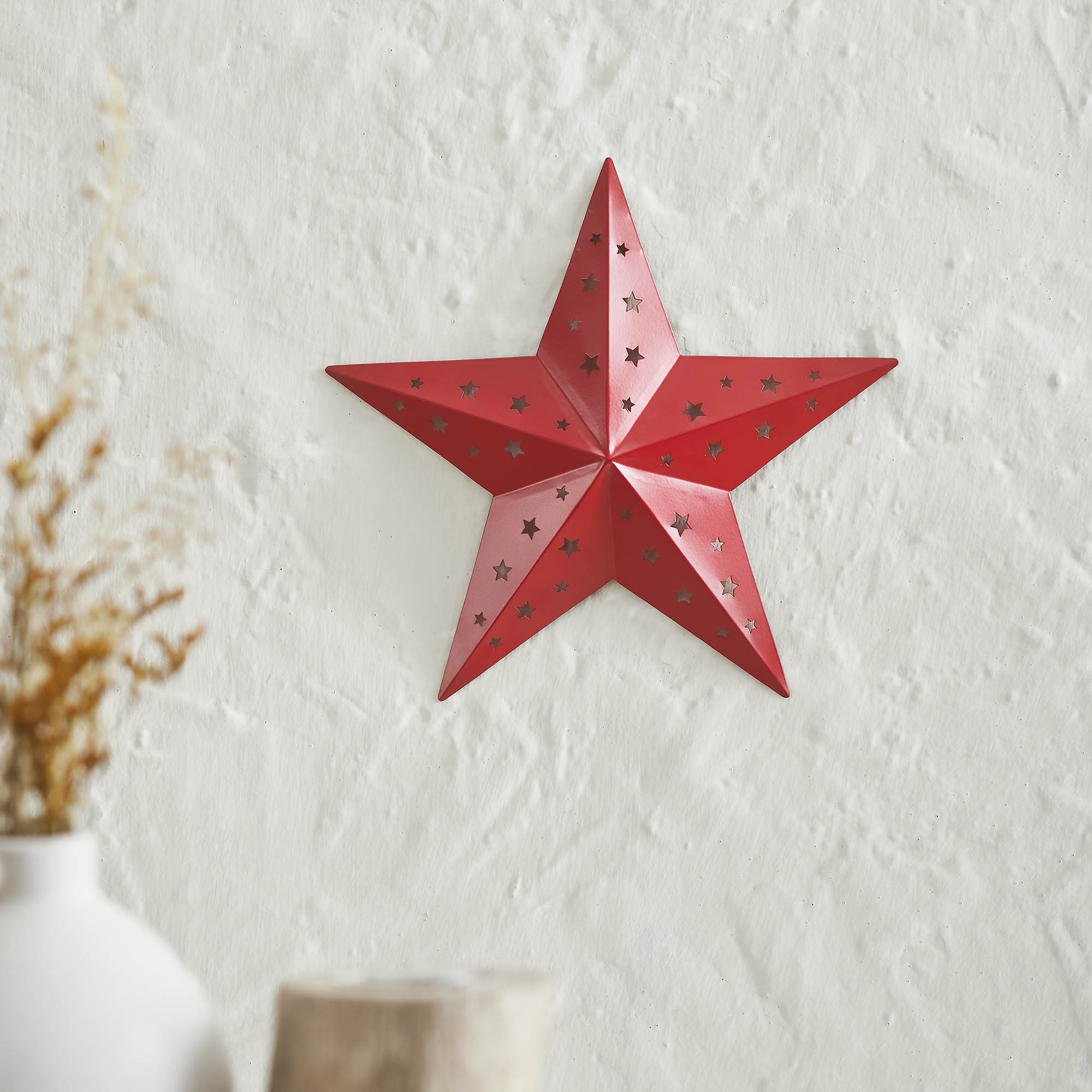 VHC Brands Metal Star Punched Barn Red 12x12