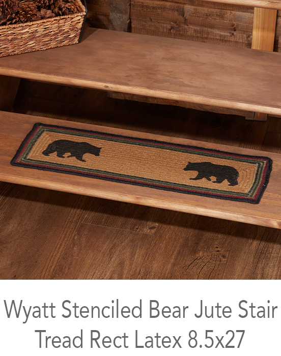 Wyatt Stenciled Bear Jute Stair Tread